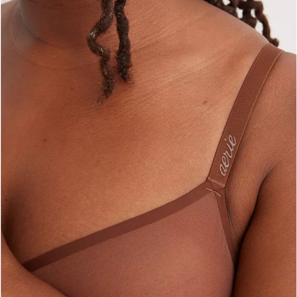 Aerie SMOOTHEZ Mesh Unlined Bra Full Coverage Brown Size 32C - Picture 3 of 6